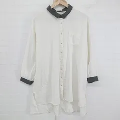 ◇ Samansa Mos2 バイカラー 長袖 ミニ ワンピース チュニック サイズF アイボリー グレー系 レディース P  【1305240001220】