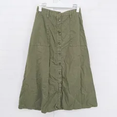 ◇ ems excite エムズエキサイト ウエストゴム フロントボタン ロング フレア スカート サイズM カーキ レディース P  【1305240002067】