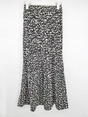 ◇ classicalelf 総柄 ウエストゴム ロング プリーツ スカート サイズM-L ブラック アイボリー系 レディース P  【1305240002876】