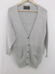 ◇ nano universe ナノ ユニバース 切替 アンゴラ混 長袖 ニット カーディガン サイズF グレー系 レディース P  【1305240006515】