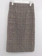 ◇ INGNI イング グレンチェック 膝下丈 タイト スカート サイズM ブラウン系 レディース P  【中古】 【1305240014138】