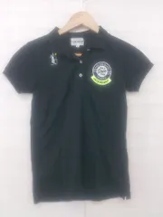 ◇ ◎ Jack Bunny!! PEARLY GATES ワッペン 半袖 ポロシャツ サイズ0 ブラック ホワイト系 レディース P  【1305240016965】