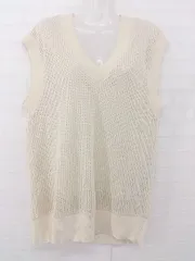 ◇ EUR M USA M MEX 28 透かし編み Vネック ニット ベスト サイズ EUR M USA M MEX 28 ベージュ レディース P  【1305240015661】
