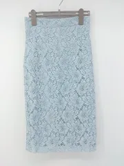 ◇ ZARA BASIC 総レース バックジップ 膝下丈 タイト スカート サイズEUR XS USA XS MEX 24 ライトブルー系 レディース P  【1305240019546】