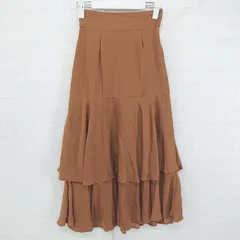 ◇ PROPORTION BODY DRESSING 光沢 サテン調 オトナ女子 ロング ティアード スカート サイズ2S ブラウン レディース P  【1305240021723】