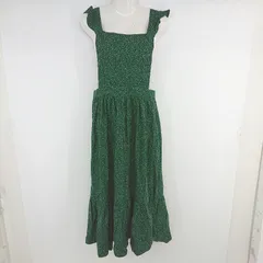 ◇ ◎ ZARA ザラ 花柄 フリル ロング ジャンパースカート サイズEUR M USA M MEX 28 グリーン ネイビー系 レディース P  【1305240021389】