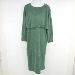 ◇ LOWRYS FARM くすみカラー ニット ワンピース セーター アンサンブル サイズF グリーン系 レディース P  【1305240024083】