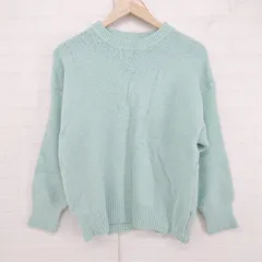 ◇ me+em select ミームセレクト パステカラー シンプル 無地 長袖 ニット セーター サイズF グリーン系 レディース P  【1305240026353】