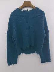◇ JEANASIS ジーナシス ダメージ 長袖 ニット セーター サイズF ブルー系 レディース P  【1305250002354】