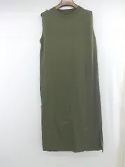 ◇ le.coeur blanc くすみカラー シンプル ノースリーブ 膝下丈 ワンピース サイズ38 オリーブ グリーン系 レディース P  【1305240029736】