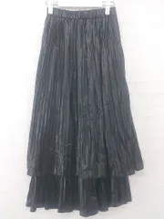 ◇ Simplicite シンプリシテェ 光沢 ロング プリーツ スカート ブラック レディース P  【1305250003016】のサムネイル