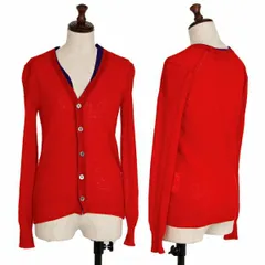 トリココムデギャルソンtricot COMME des GARCONSウールカラー切替カーディガン 赤青M