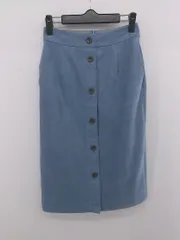 ◇ NATURAL BEAUTY BASIC スエード調 くすみカラー オフィス系 膝下丈 ナロー スカート サイズXS ブルー レディース E  【1305250009896】