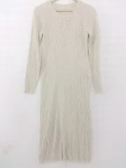 ◇ ur's ユアーズ シンプル カジュアル リブニット 長袖 ロング ワンピース サイズM ベージュ系 レディース E  【中古】 【1305250011950】