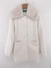 ■ ◎ Hanly フェイクファー シンプル きれいめ 長袖 ステンカラーコート ホワイト レディース E  【1305250021232】