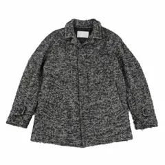 カラーkolor モヘヤ混紡ループツイードコート 黒グレー1