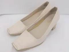 ◇ SESTO セスト 型押し スクエアトゥ ヒール パンプス サイズ23 ベージュ レディース E  【中古】 【1305250028132】