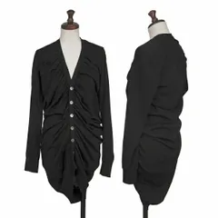 ジュンヤワタナベ コムデギャルソンJUNYA WATANABE COMME des GARCONS ウールフロントギャザーニットカーディガン 黒M位