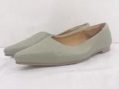 ◇ menue メヌエ シンプル ポインテッドトゥ フラット パンプス サイズ23.0 カーキグレー系 レディース E  【中古】 【1305250031309】