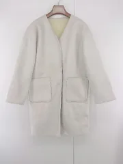 ◇ SHC SEVENDAYS=SUNDAY リバーシブル ボア 長袖 ノーカラー ムートンコート サイズ M ベージュ系 レディース E  【中古】 【1305250030869】