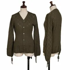 ジュンヤワタナベ コムデギャルソンJUNYA WATANABE COMME des GARCONS ウールシースルー袖ドローストーリングカーディガン 茶M位