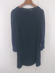 ◇ NATURAL BEAUTY BASIC セレモニー シンプル ノーカラー 長袖 ミニ ワンピース サイズM ネイビー レディース E  【中古】 【1305250033099】