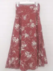 ◇ ROYAL PARTY きれいめ 花柄 バックギャザー ロング フレア スカート サイズF レッド ホワイト系 レディース E  【中古】 【1305250032610】のサムネイル