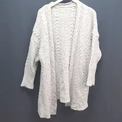 ◇ JUNOAH ジュノア 前ボタン閉めなし 生地厚手 長袖 カーディガン サイズ表記なし ベージュ レディース E  【1305290001829】