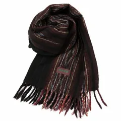 ケンゾーKENZO ストライプフリンジストール 紫黒赤