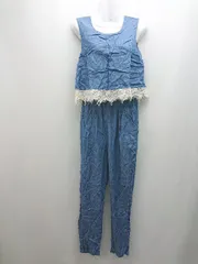 ◇ mysty woman バックジップ Uネック フリル 切り返し ノースリーブ オールインワン サイズM ブルー系 レディース E  【1305290004547】のサムネイル