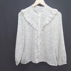 ◇ ROPE PICNIC ノーカラー ドット柄 シンプル オシャレ 薄手 春夏物 長袖 シャツ サイズ38 ホワイト系 レディース E  【1305290005759】