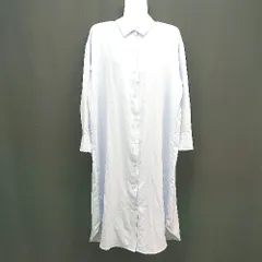 ◇ Samansa Mos2 blue 薄手 ボタン シンプル オシャレ 春夏物 ビックシルエット 長袖 シャツ サイズM ブルー レディース E  【1305290005728】