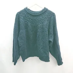 ◇ ITEMS URBAN RESEARCH クルーネック ケーブル 起毛 シンプル 長袖 ニット サイズF ネイビー系 レディース E  【1305290007654】