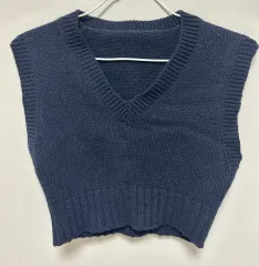 クロップドニットベスト ネイビー