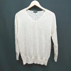 ◇ INDIVI インディヴィ Vネック ケーブル 起毛 シンプル オシャレ 長袖 ニット サイズ38 クリーム系 レディース E  【1305290008644】