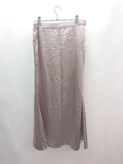 ◇ HONEYSUCKLE ROSE 光沢感 ウエストゴム シンプル オシャレ ロング丈 フレア スカート サイズL ブラウン系 レディース E  【1305290008033】