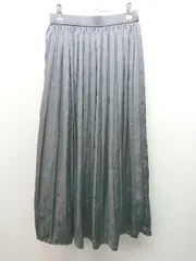 ◇ GLOBAL WORK グローバルワーク プリーツ ウエストゴム ロング丈 フレア スカート サイズM グレー レディース E  【1305290009092】
