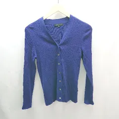 ◇ lautreamont ストレッチ リブ編み フロントボタン シンプル 無地 長袖 セーター サイズ40 パープル レディース E  【1305290008941】