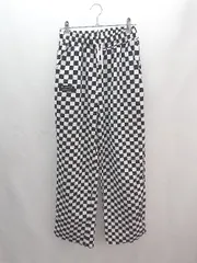 ◇ sevens セブンズ チェック柄 ウエストゴム 腰紐調節 起毛 ストレッチ パンツ サイズL ブラック系 レディース E  【1305290008804】