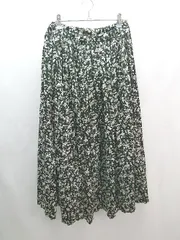 ◇ DOUX ARCHIVES｜ドゥアルシーヴ 花柄 ウエストゴム プリーツ ロング丈 フレア スカート サイズF ブラック レディース E  【1305290009153】