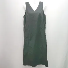 ◇ SENSE OF PLACE Vネック 厚手 ジッパーフライ　ノースリーブ ひざ丈 ワンピース サイズ36 ブラック レディース E  【1305290011101】