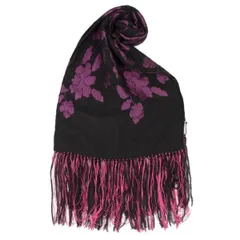 ジョルジオ アルマーニGIORGIO ARMANI フラワージャガードフリンジストール 黒紫