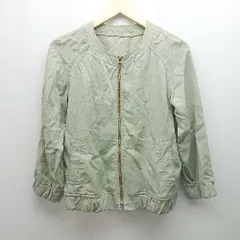 ◇ Spick & span 綺麗め 薄手 カジュアル 長袖 ノーカラー ﾗｸﾞﾗﾝ ジップアップ ジャケット サイズ推定S ｵﾘｰﾌﾞ レディース E  【1305290013747】のサムネイル