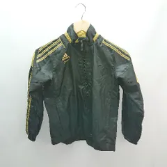◇ adida 配色ライン 裏地メッシュ 子供服 長袖 ウィンドブレーカー サイズ130 ブラック レディース （メンズ） E  【1305290013518】