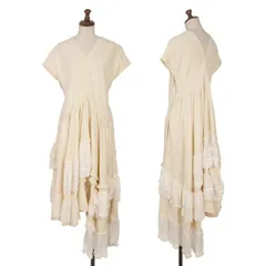 タオ コムデギャルソンtao COMME des GARCONS ウール混異素材フリルサイドジップノースリーブワンピース クリームSS