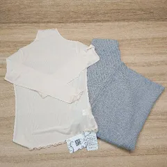 ◇ 《 JUNOAH まとめ売り2点セット サイズ トップスM/ボトムス推定M シアーカットソー＆リブニットパンツ レディース 》 E  【1305290015406】