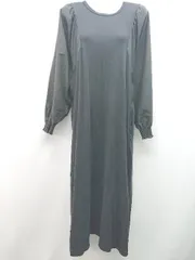 ◇ ITEMS 綺麗め ｼﾝﾌﾟﾙ ﾎﾞﾘｭｰﾑ袖 長袖 ミモレ 異素材切替 ワンピース サイズF ﾌﾞﾗｯｸ レディース E  【1305290015291】のサムネイル