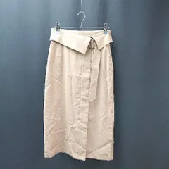 ◇ saloon サルーン 綺麗め スリット ロング丈 タイト スカート サイズ36 ベージュ レディース E  【1305290017790】