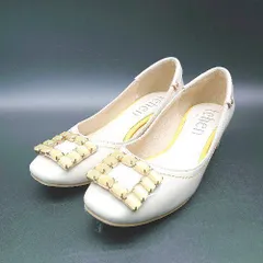 ◇ tehen テーン スクエアトゥ チャンキーヒール ビジュー おしゃれ パンプス サイズ23.5 ベージュ レディース E  【1305290020387】