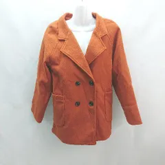 ◇ JUNOAH ジュノア 起毛 ダブルボタン 裏地 シンプル オシャレ 秋冬物 長袖 コート サイズM オレンジ系 レディース E  【1305290018988】